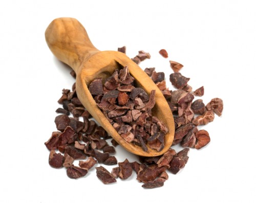 cocoa nibs isolated on white