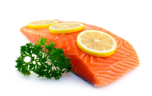 Fresh salmon with parsley and lemon