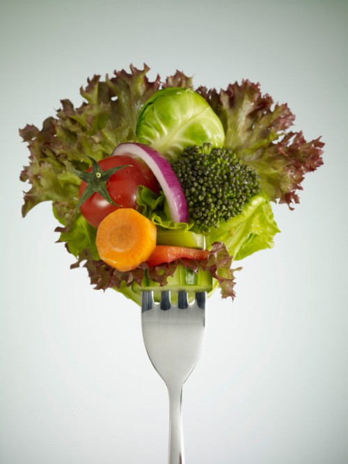 salad on fork